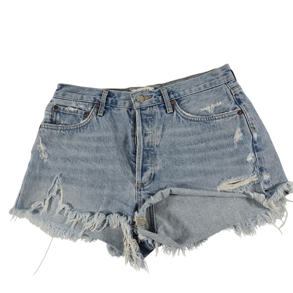 AGOLDE Parker High Rise Distressed Denim Shorts Light Wash A026-811 Size 28